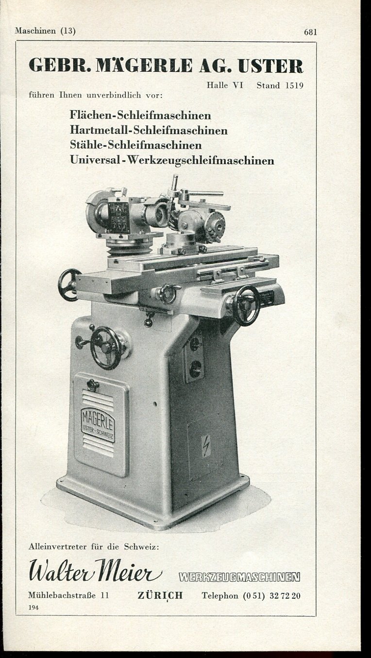 Vintage 1947 Magerle AG Uster Walter Meier Swiss Print Ad Publicite Suisse Schweiz Suiza