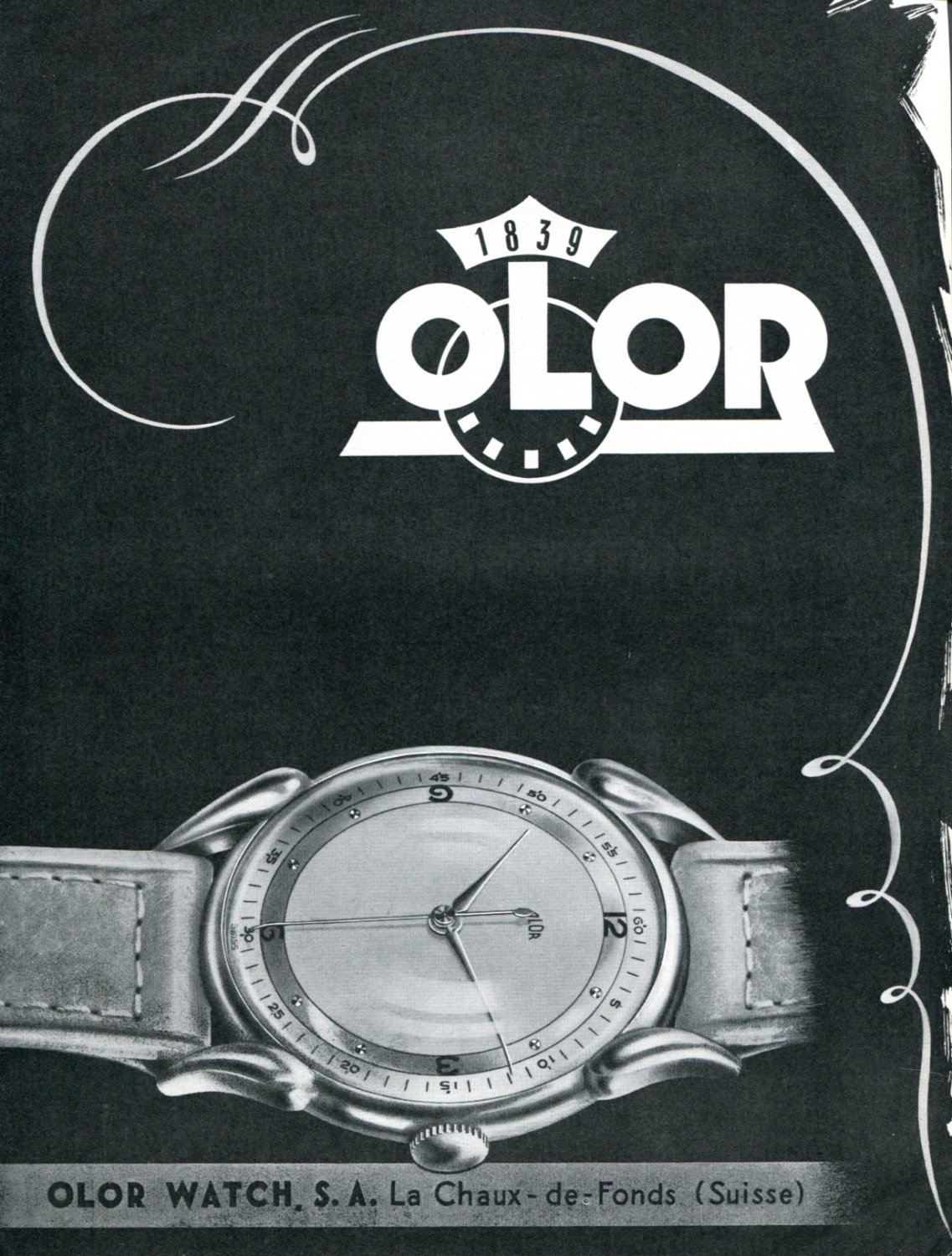 Vintage 1947 Olor Watch Company Montres Olor SA Suisse Publicite Swiss Print Ad