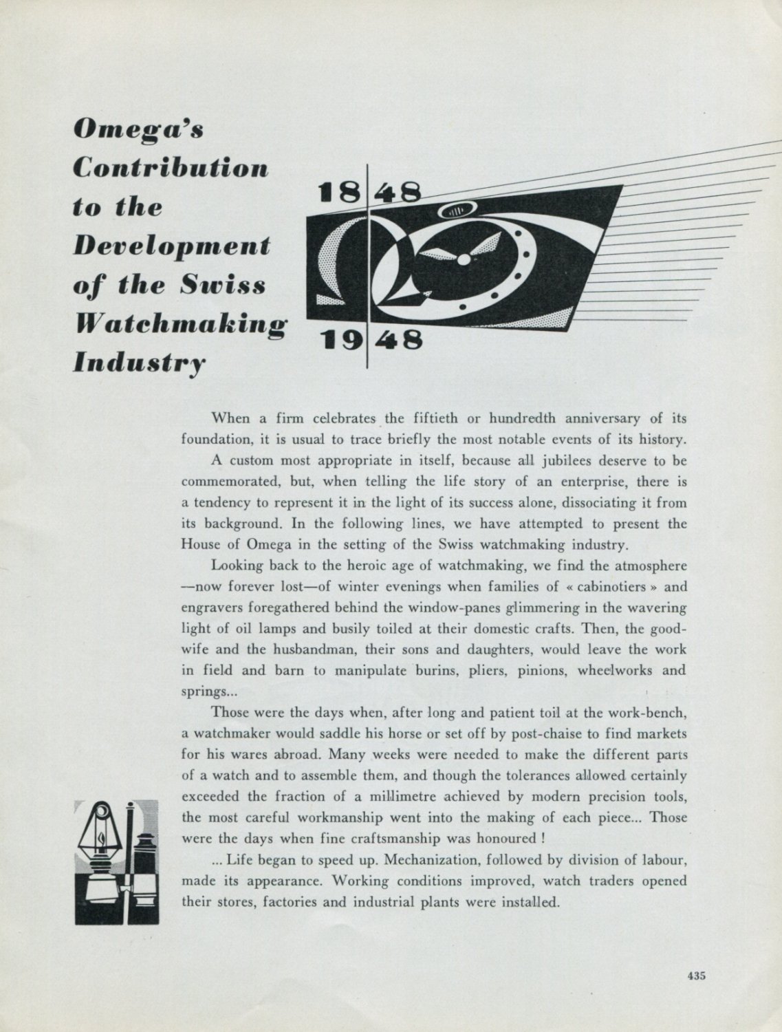 Vintage 1948 Omega Watch Company 100 Years Contribution to Development of Swiss Watchmaking Industry