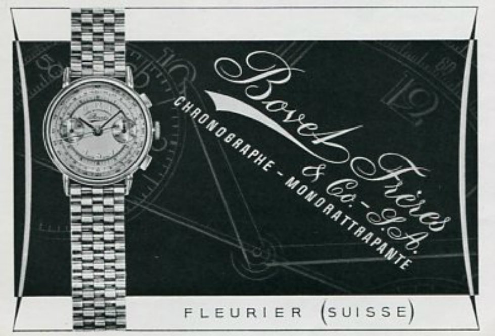Vintage 1945 Bovet Freres & Co SA Watch Co Switzerland Swiss Print Ad Suisse Publicite Montres
