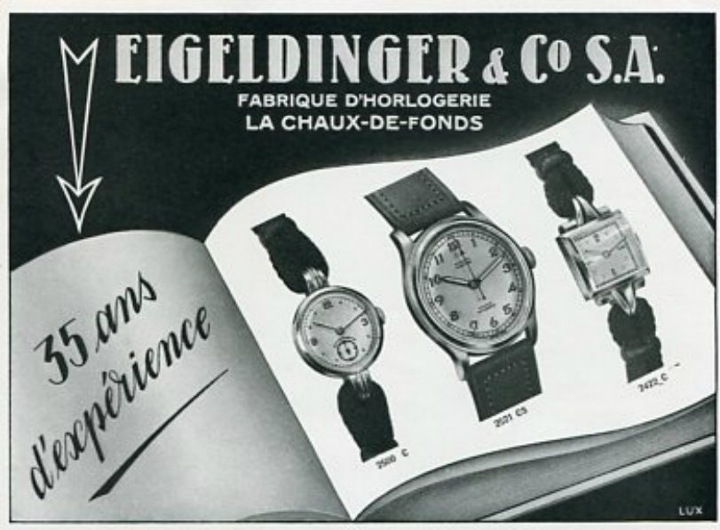 Vintage 1945 Eigeldinger & Co SA Watch Co Switzerland Swiss Print Ad ...
