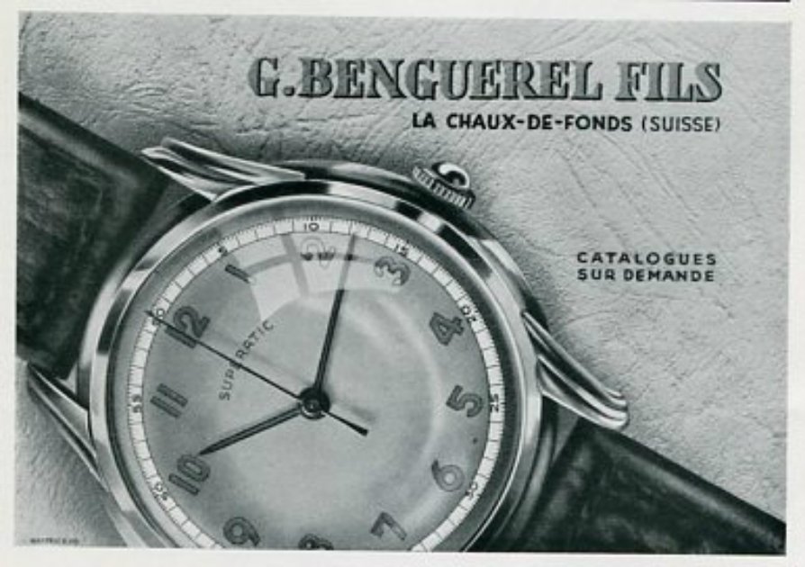 Vintage 1945 G Benguerel Fils Superatic Watch Co Switzerland Swiss Print Ad Suisse Publicite Montres