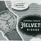 Vintage 1945 Helvetia General Watch Co Switzerland Swiss Print Ad Suisse Publicite Montres Schweiz