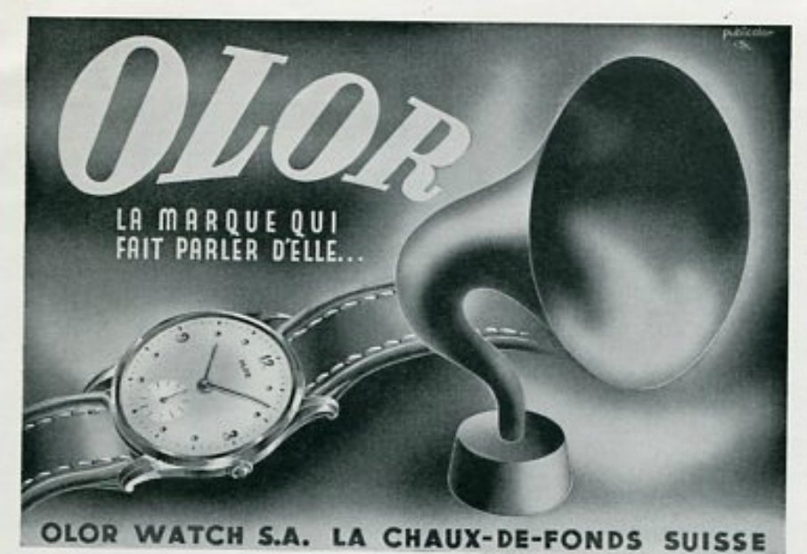 Vintage 1945 Olor Watch Co Switzerland Swiss Print Ad Suisse Publicite Montres Schweiz Suiza