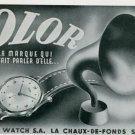 Vintage 1945 Olor Watch Co Switzerland Swiss Print Ad Suisse Publicite Montres Schweiz Suiza
