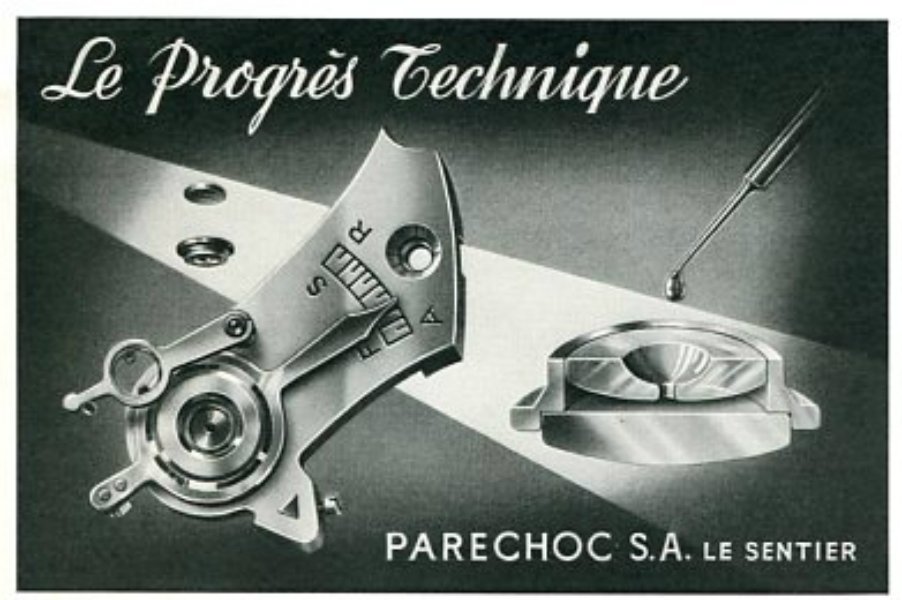 Vintage 1945 Parechoc SA Le Sentier Switzerland Swiss Print Ad Suisse Publicite Hologerie Horology