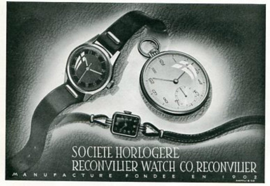 Vintage 1945 Societe Horlogere Reconvilier Watch Co Switzerland Swiss Print Ad Suisse Publicite