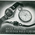 Vintage 1945 Societe Horlogere Reconvilier Watch Co Switzerland Swiss Print Ad Suisse Publicite
