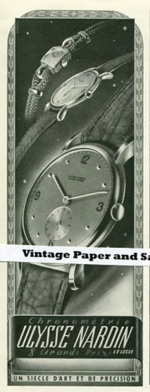 Vintage 1945 Ulysse Nardin Watch Co Switzerland Swiss Print Ad Suisse Publicite Montres Schweiz