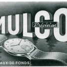 Vintage 1945 Mulco Watch Company Switzerland Swiss Print Ad Suisse Publicite Montres Schweiz Suiza