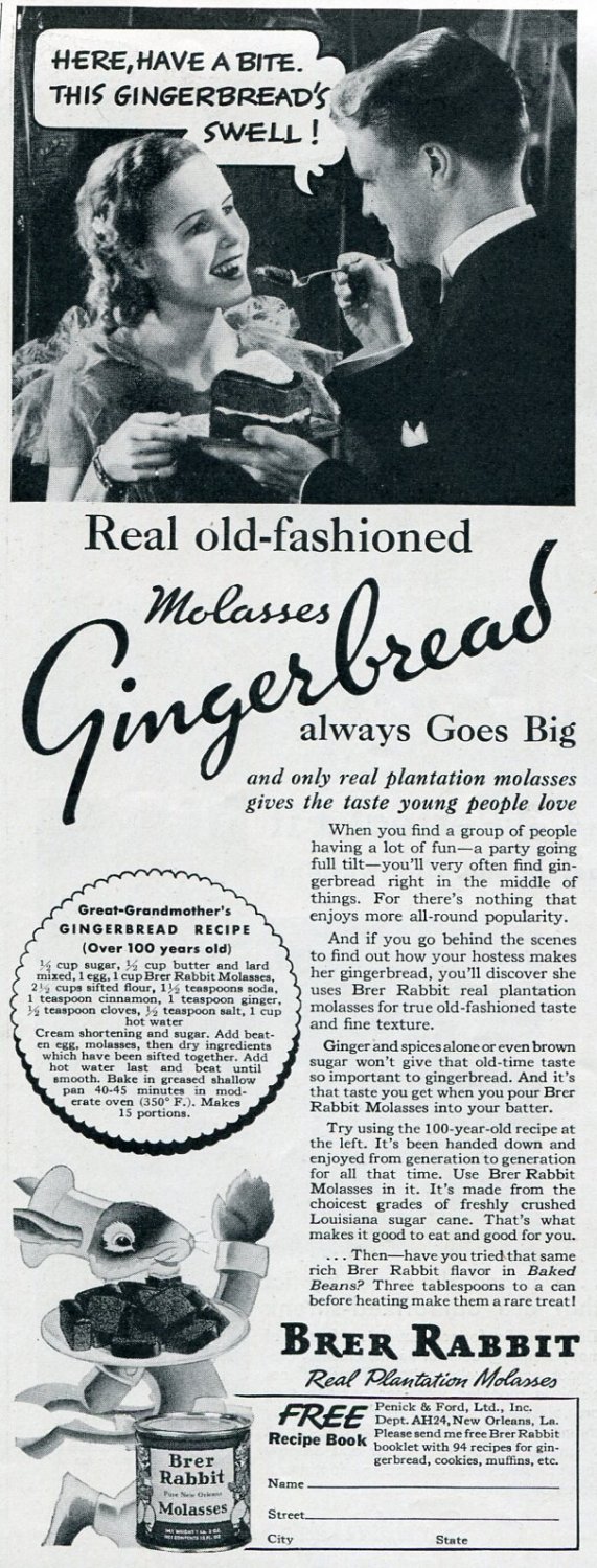 Vintage 1936 Brer Rabbit Molasses Penick & Ford New Orleans LA 1930s Print Ad Publicite Advert