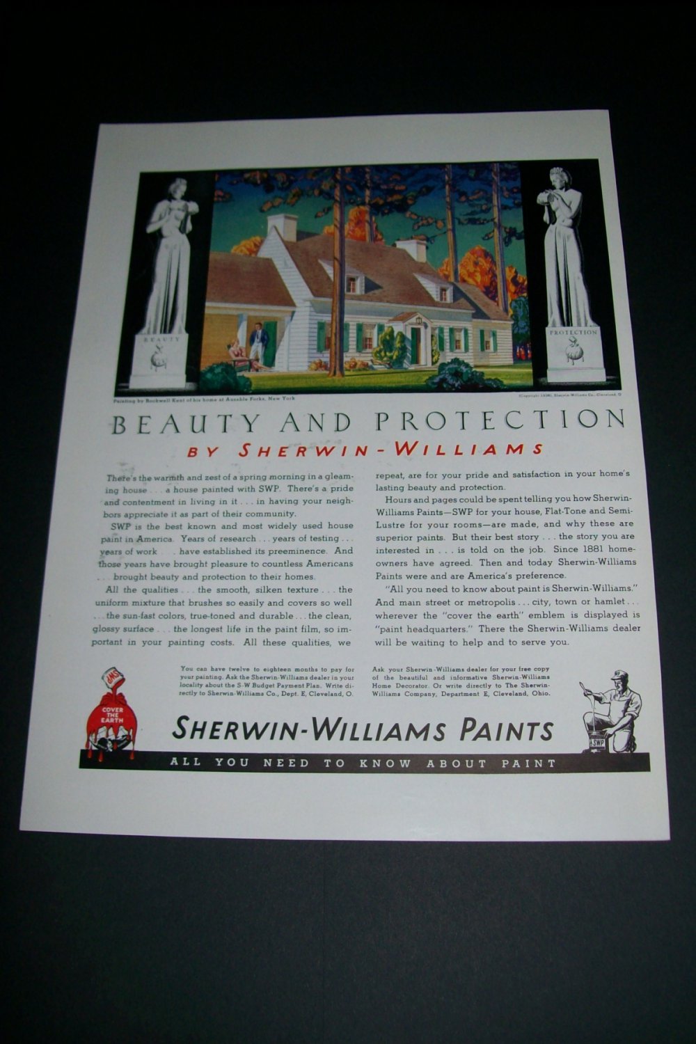 Vintage 1936 Sherwin-Williams Paints Beauty and Protection 1930s Print Ad Advert Cleveland OH