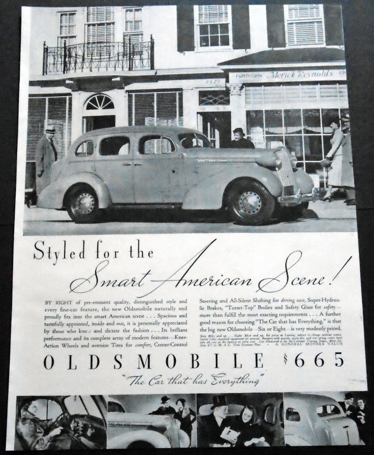Vintage 1936 Oldsmobile General Motors GMAC American Scene Car Auto Automobile Ad Publicite Advert
