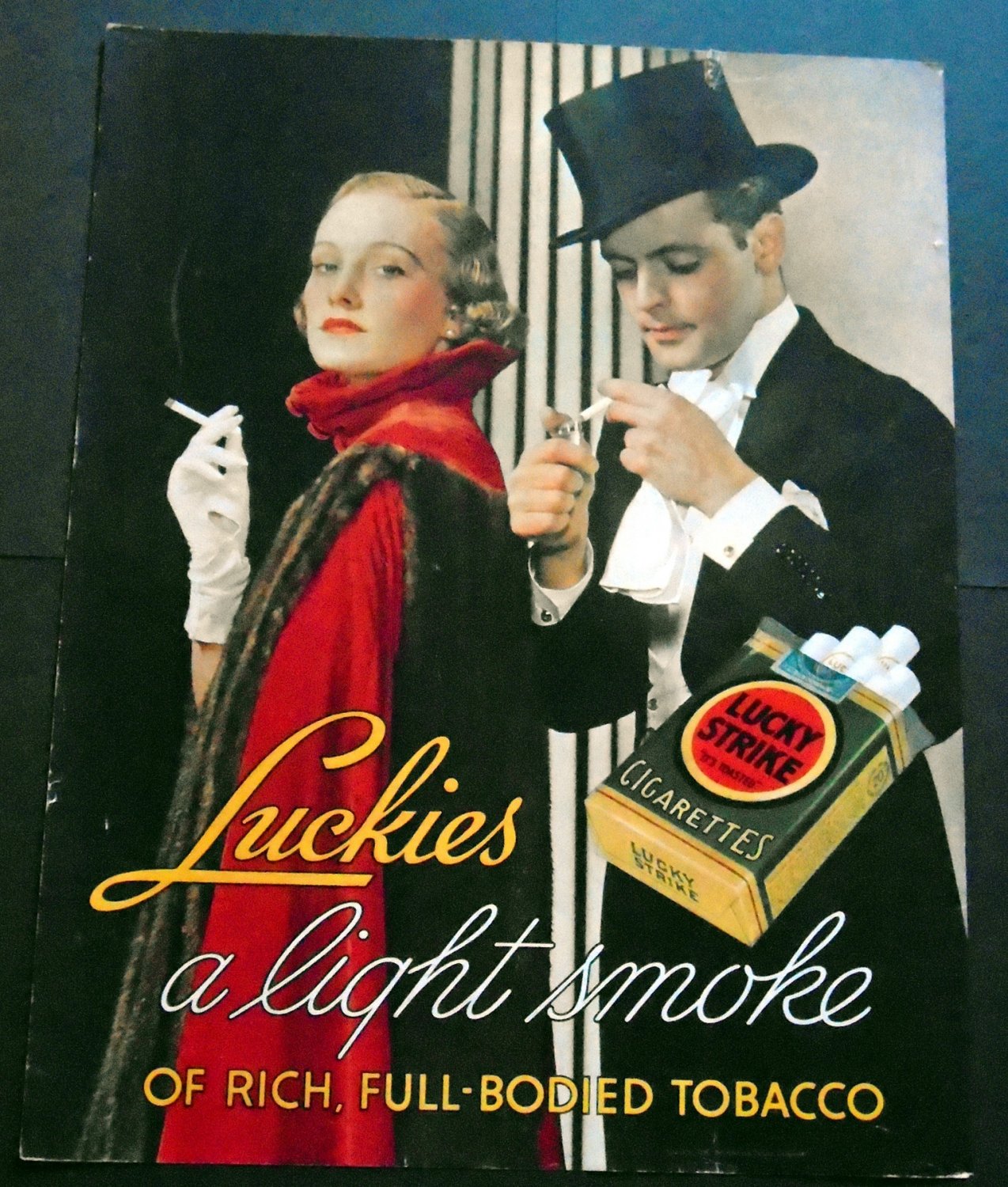 Original 1936 Luckies Lucky Strike Cigarettes Tobacco Smoke Smoking ...