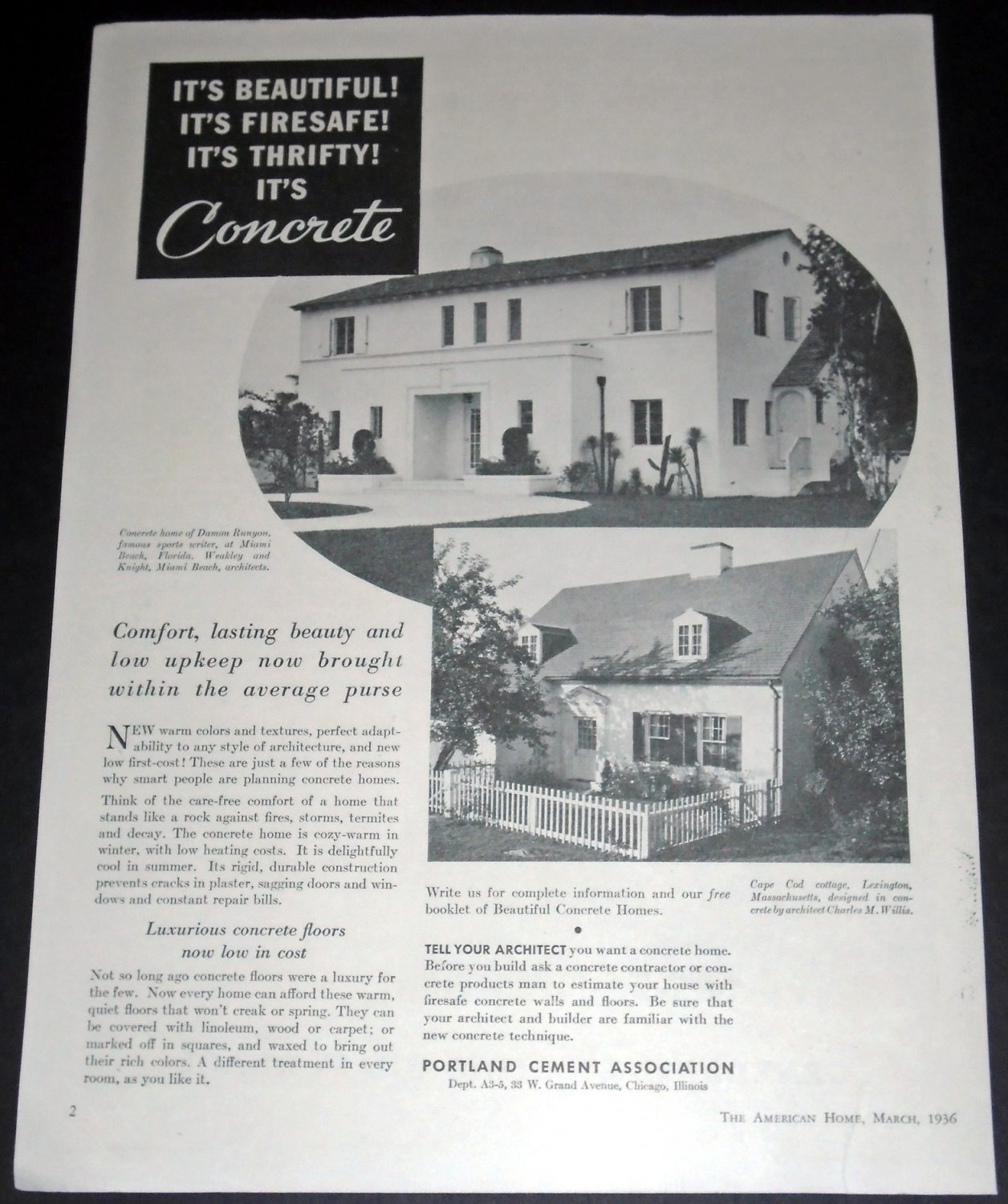 Original 1936 Portland Cement Association Concrete Chicago IL 1930s Print Ad Publicite Advert