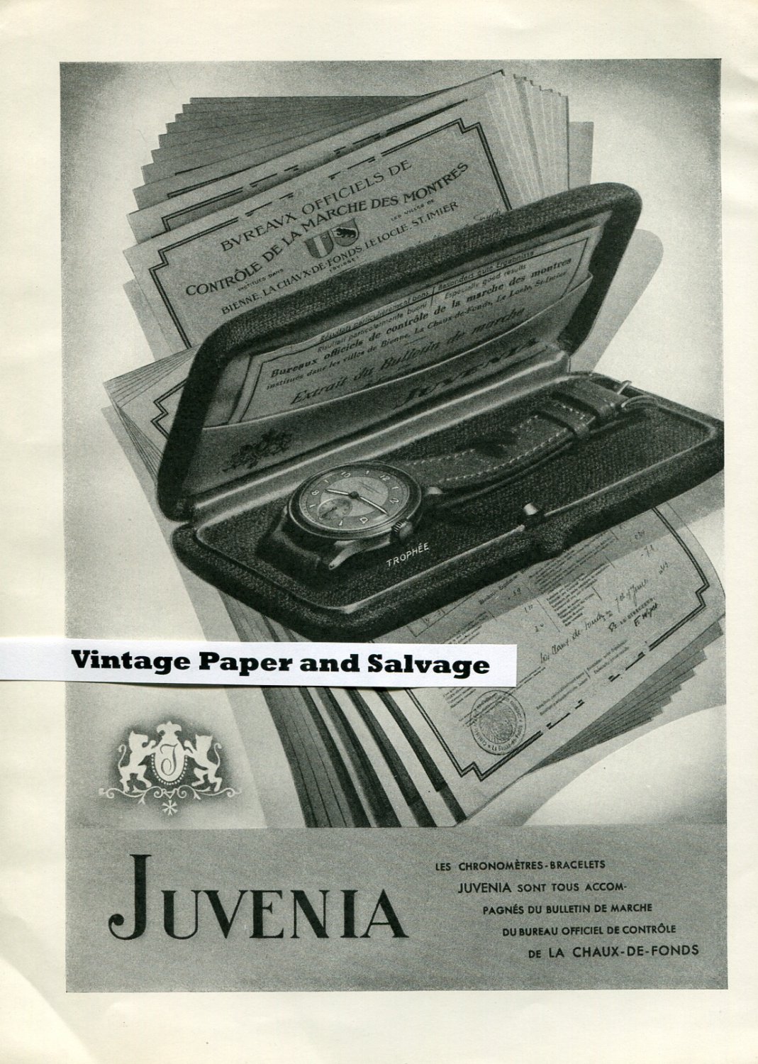 Original 1945 Juvenia Watch Company Suisse Publicite ...