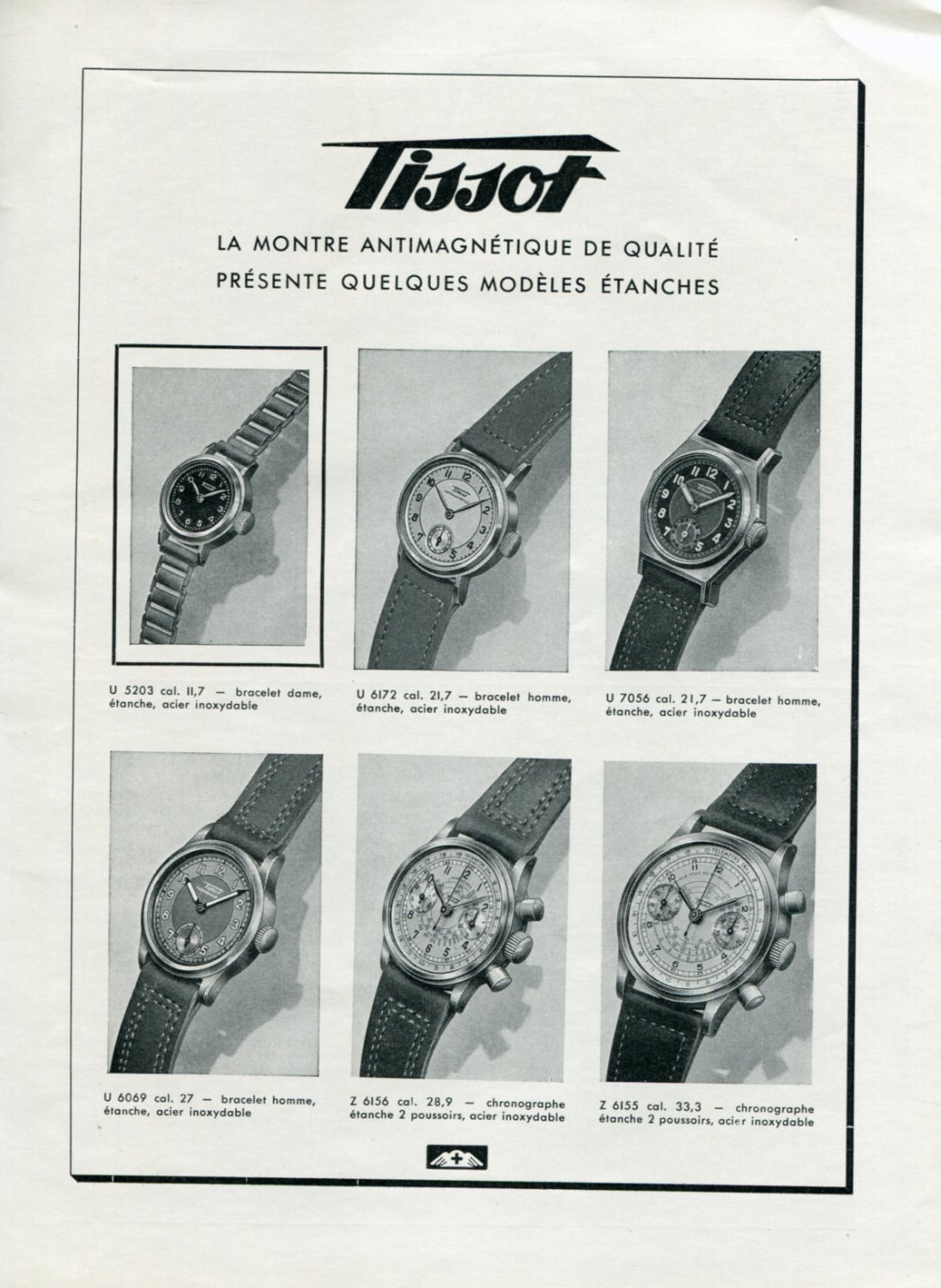 Vintage 1940 Tissot Watch Company Switzerland Swiss Print Ad Publicite ...