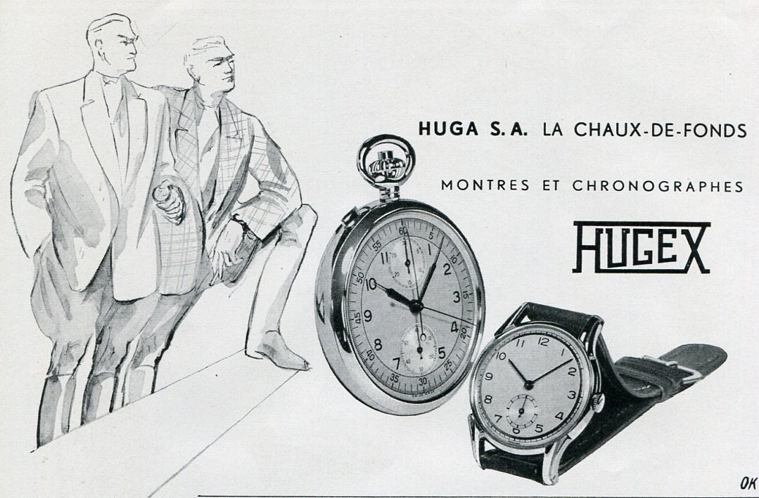 Vintage 1949 Huga SA Hugex Watch Company Switzerland Swiss Print Ad Publicite Suisse Montres Schweiz