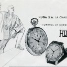 Vintage 1949 Huga SA Hugex Watch Company Switzerland Swiss Print Ad Publicite Suisse Montres Schweiz