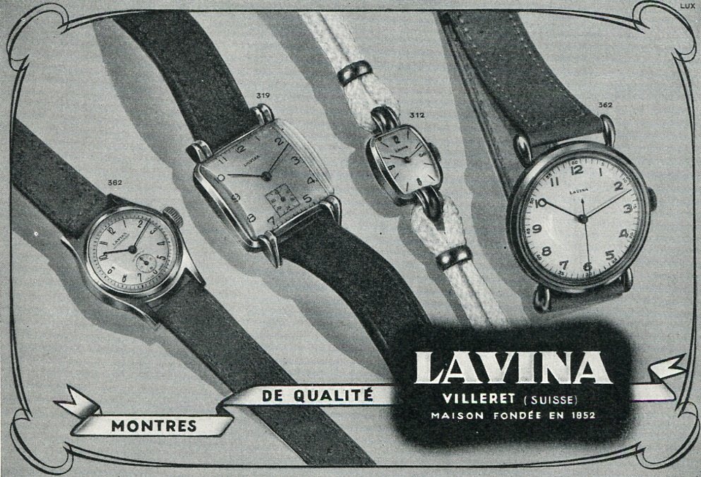 Vintage 1949 Lavina Watch Company Switzerland 1940s Swiss Print Ad Publicite Suisse Montres Schweiz
