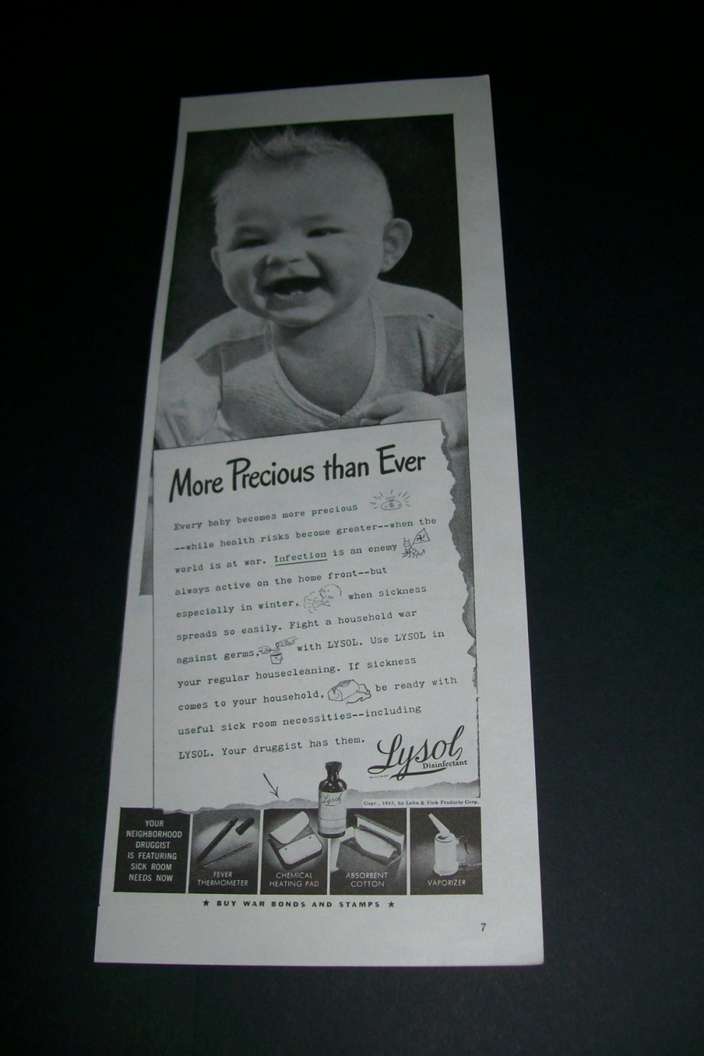 Original 1943 Lysol WW2 WWII Babies More Precious Than Ever World War Two Vintage 1940s Print Ad