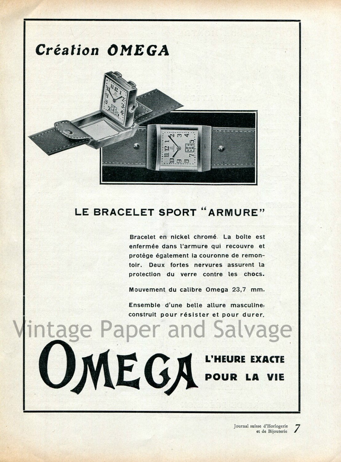 Original 1931 Omega L'Heuer Exacte Pour La Vie 1930s Swiss Print Ad Publicite Suisse Montres