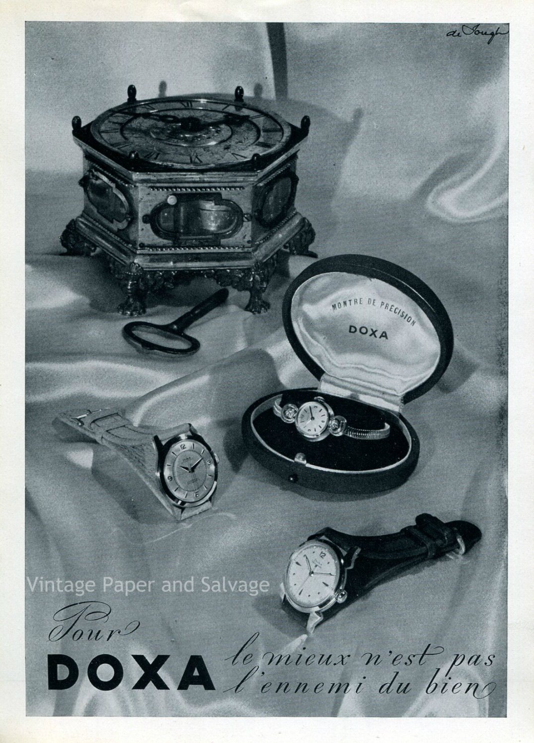 1952 Doxa Watch Company Switzerland Original Swiss Print Ad Publicite Suisse Montres Doxa SA