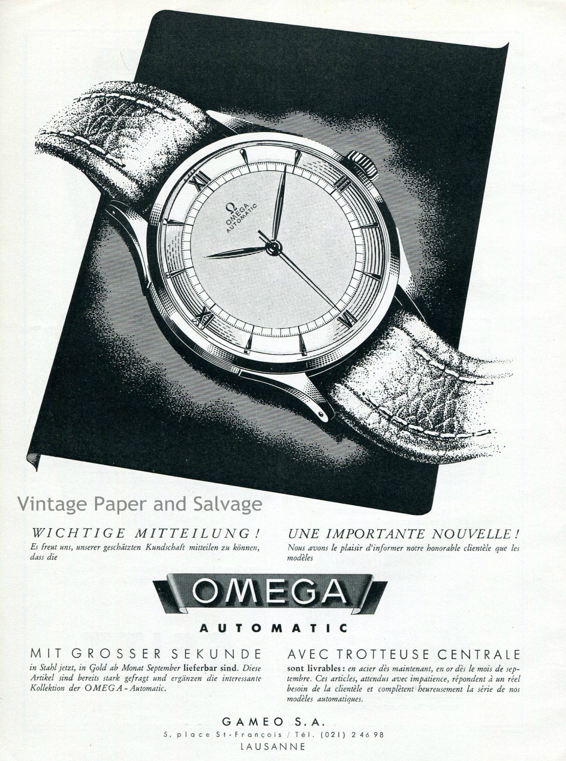 1945 Omega Watch Company Switzerland Une Importante Nouvelle Swiss Ad Publicite Suisse Montres