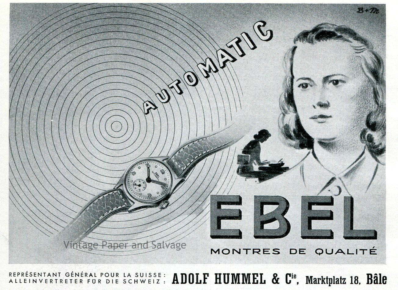 1945 Ebel Watch Company Switzerland Montres de Qualite Swiss Print Ad Publicite Suisse Schweiz