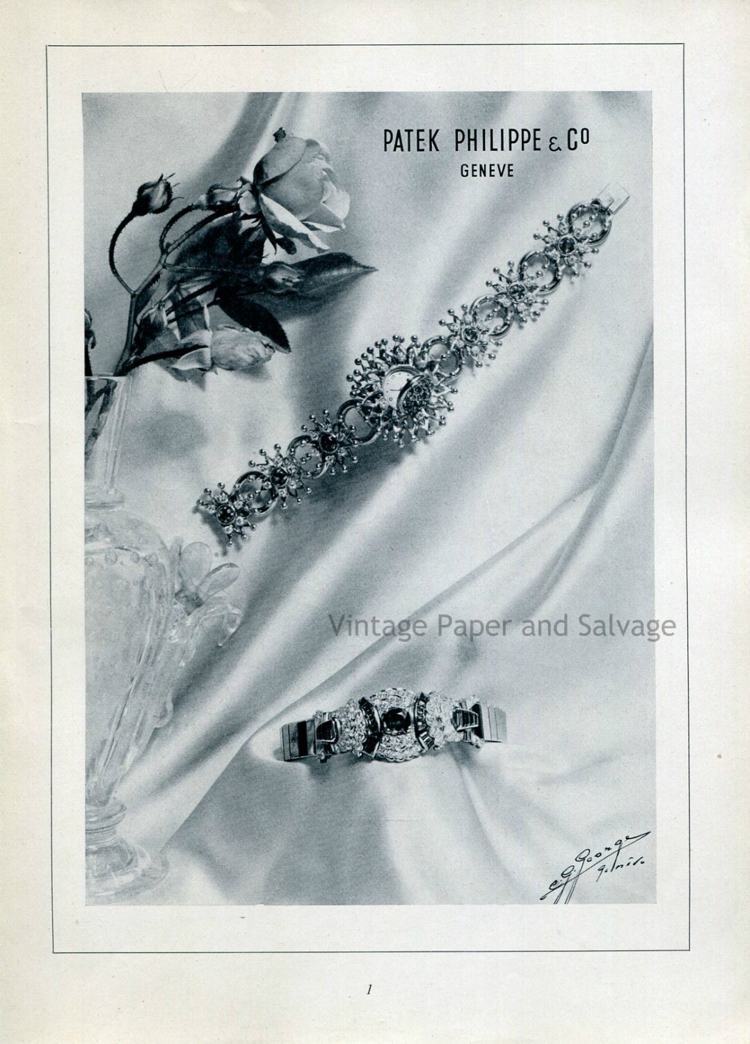 Vintage 1952 Patek Philippe & Co Geneve Switzerland Swiss Advert Publicite Suisse Montres