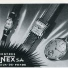 Vintage 1947 Sinex Watch Company Montres Sinex SA Switzerland Swiss Advert Publicite Suisse