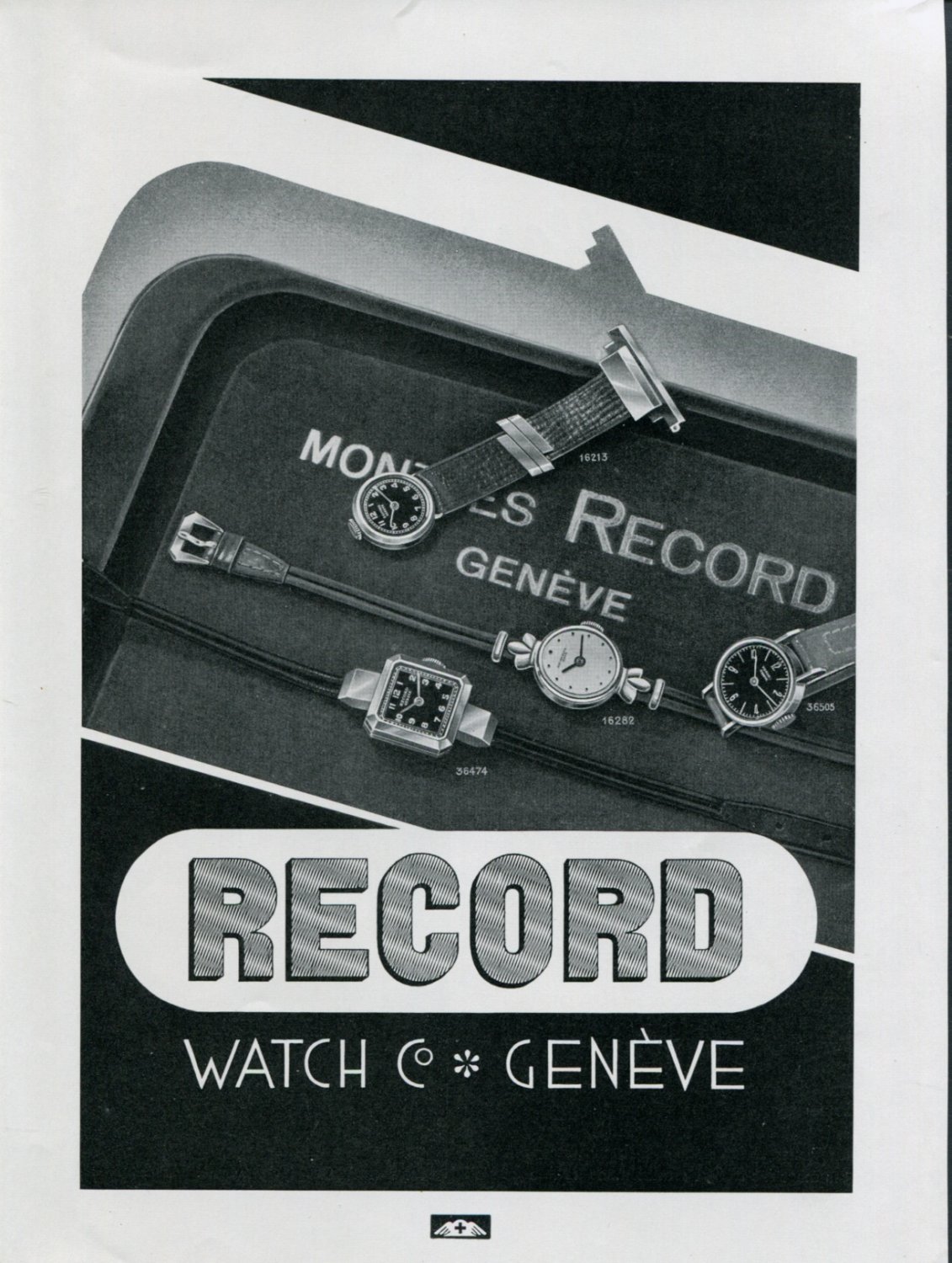 Vintage 1939 Record Watch Company Geneve Switzerland Swiss Advert Publicite Suisse Montres