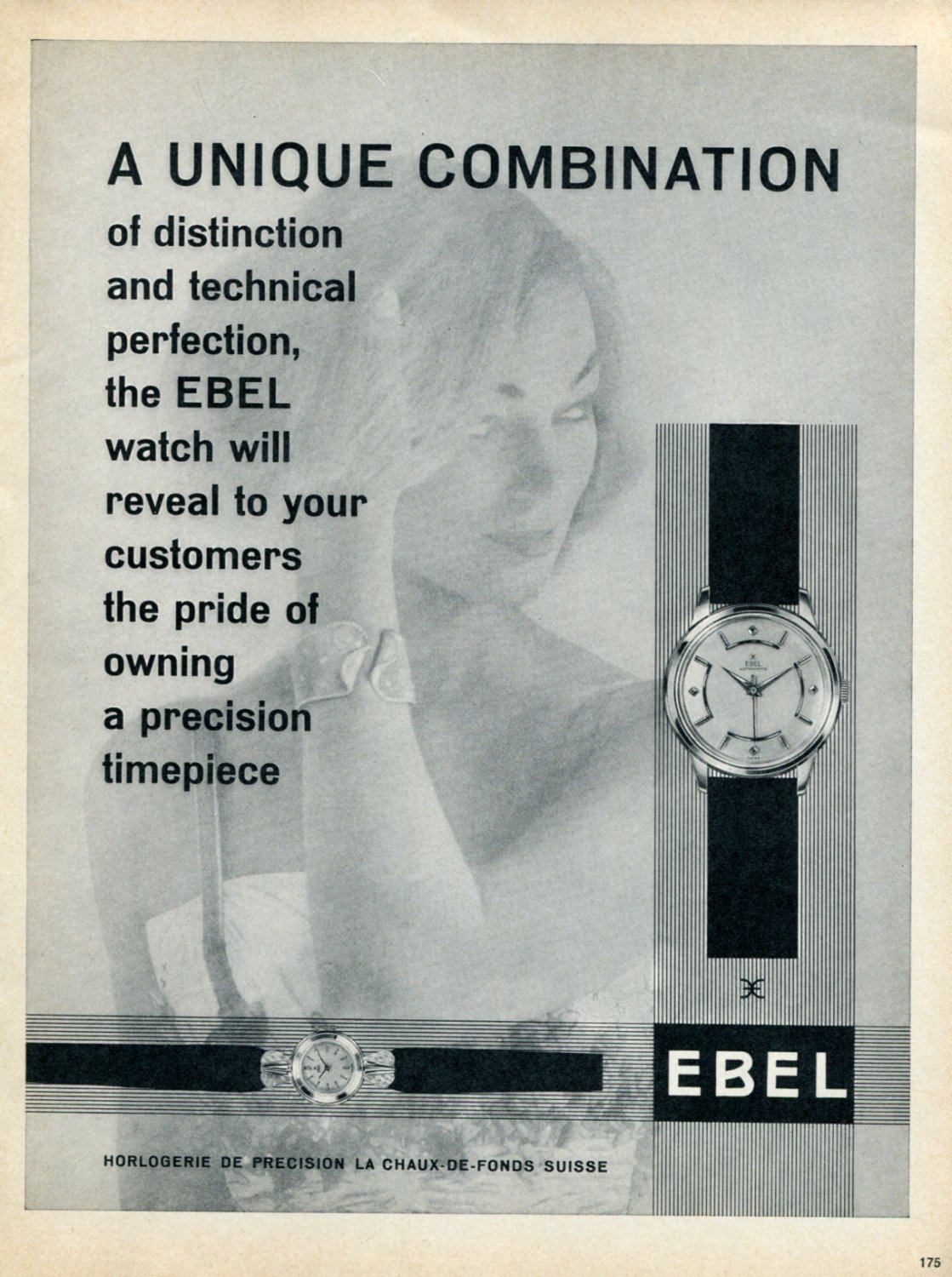 1959 Ebel Watch Company La Chaux-de-Fonds Switzerland Swiss Advert Publicite Suisse Montres