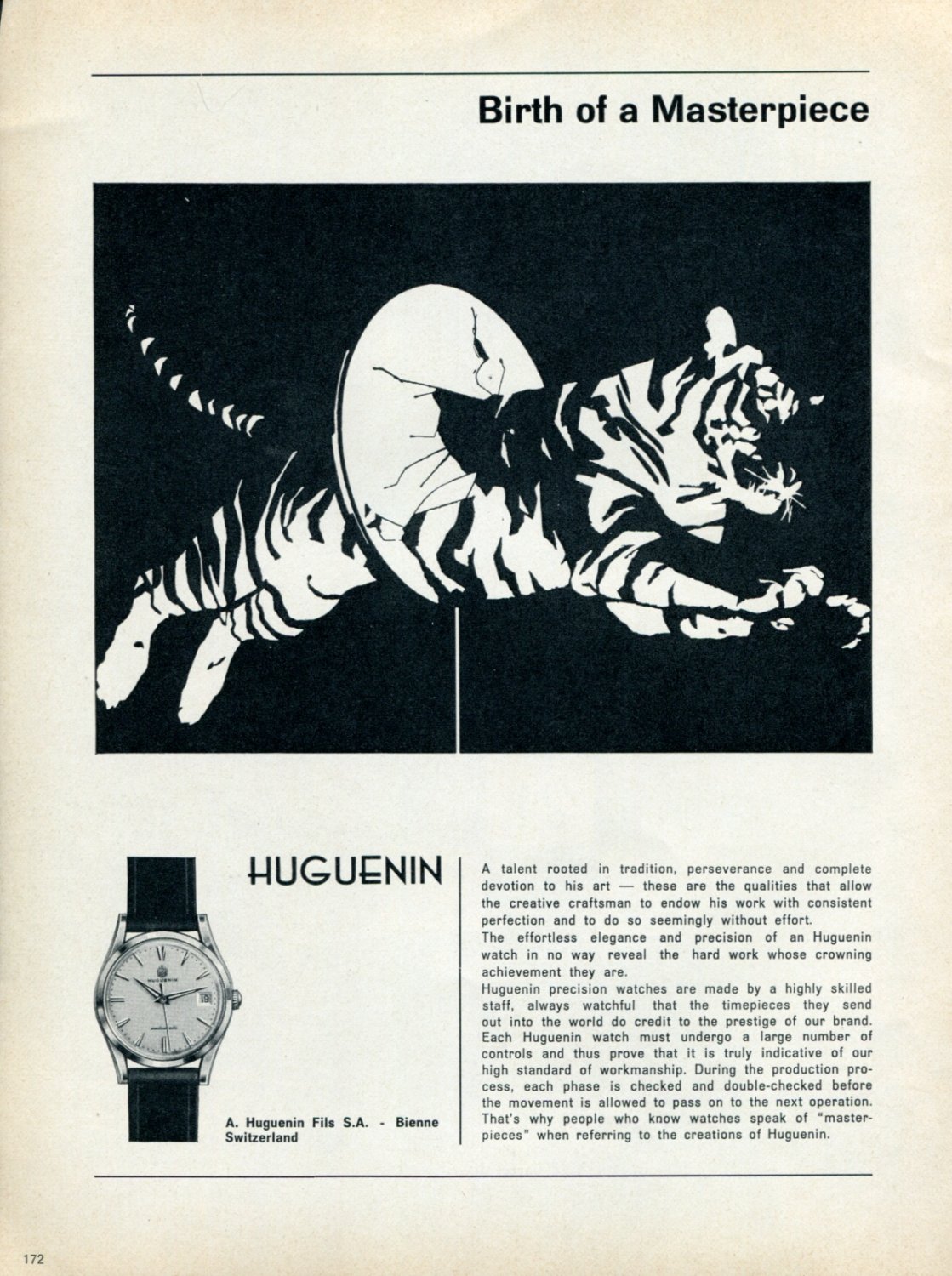 1959 A. Huguenin Fils SA Huguenin Watch Company Switzerland Swiss Advert Publicite Suisse Montres