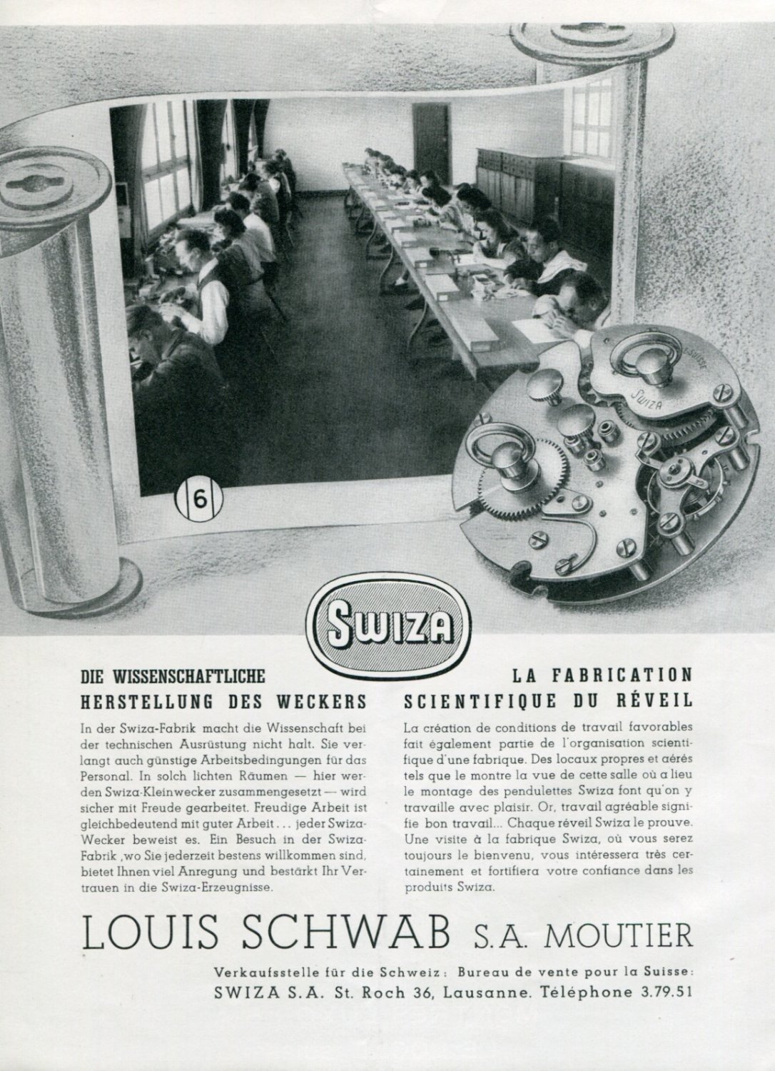 1946 Swiza Clock Company Louis Schwab SA Switzerland 1940s Swiss Advert Publicite Suisse Schweiz