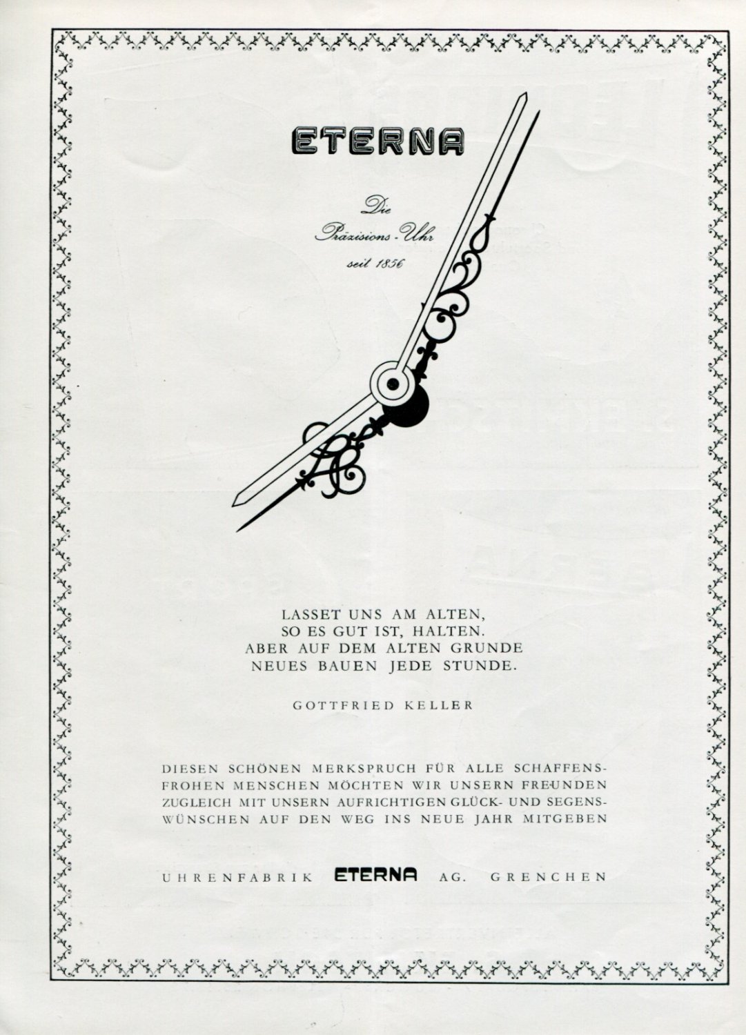 1946 Eterna Watch Company Uhrenfabrik Eterna AG Swiss Advert Publicite Suisse Montres Schweiz