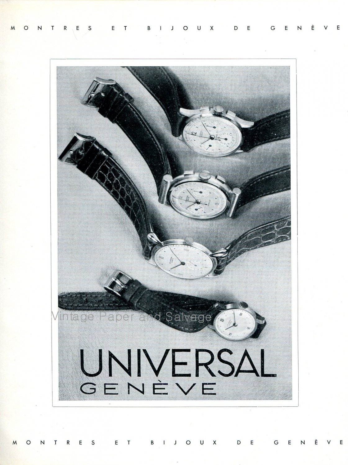 1942 Universal Geneve Watch Company Vintage Swiss Advert Publicite Suisse Montres 1940s