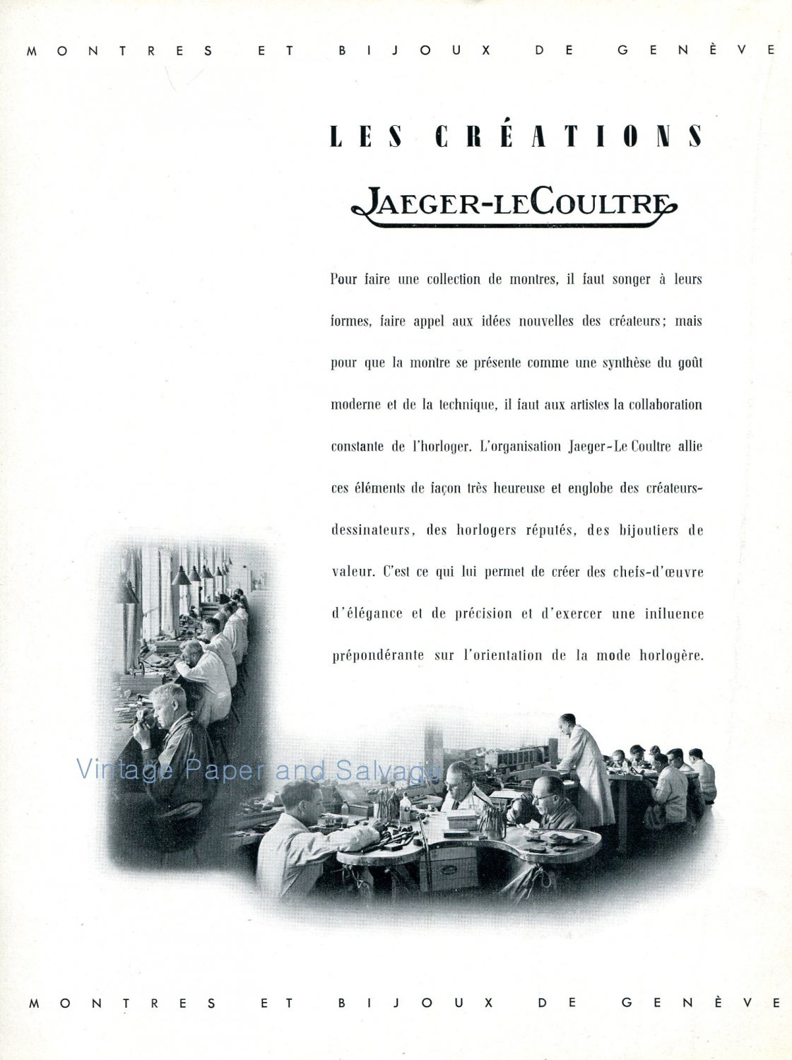 1942 Jaeger-LeCoultre Switzerland Vintage Swiss Advert Publicite Suisse Montres
