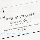 Vintage 1945 Montres Longines CH Wirth & Co Geneve Swiss Advert Publicite Suisse Schweiz