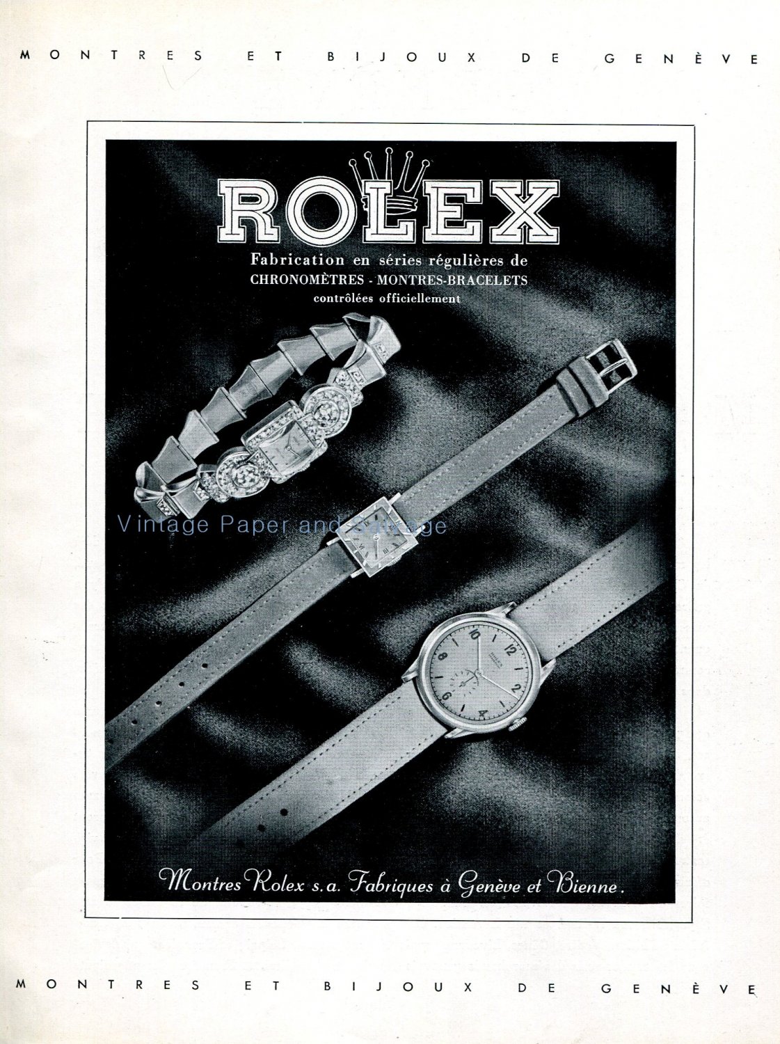 1942 Rolex Watch Company Switzerland Vintage 1940s Swiss Print Ad Suisse Montres Rolex CH