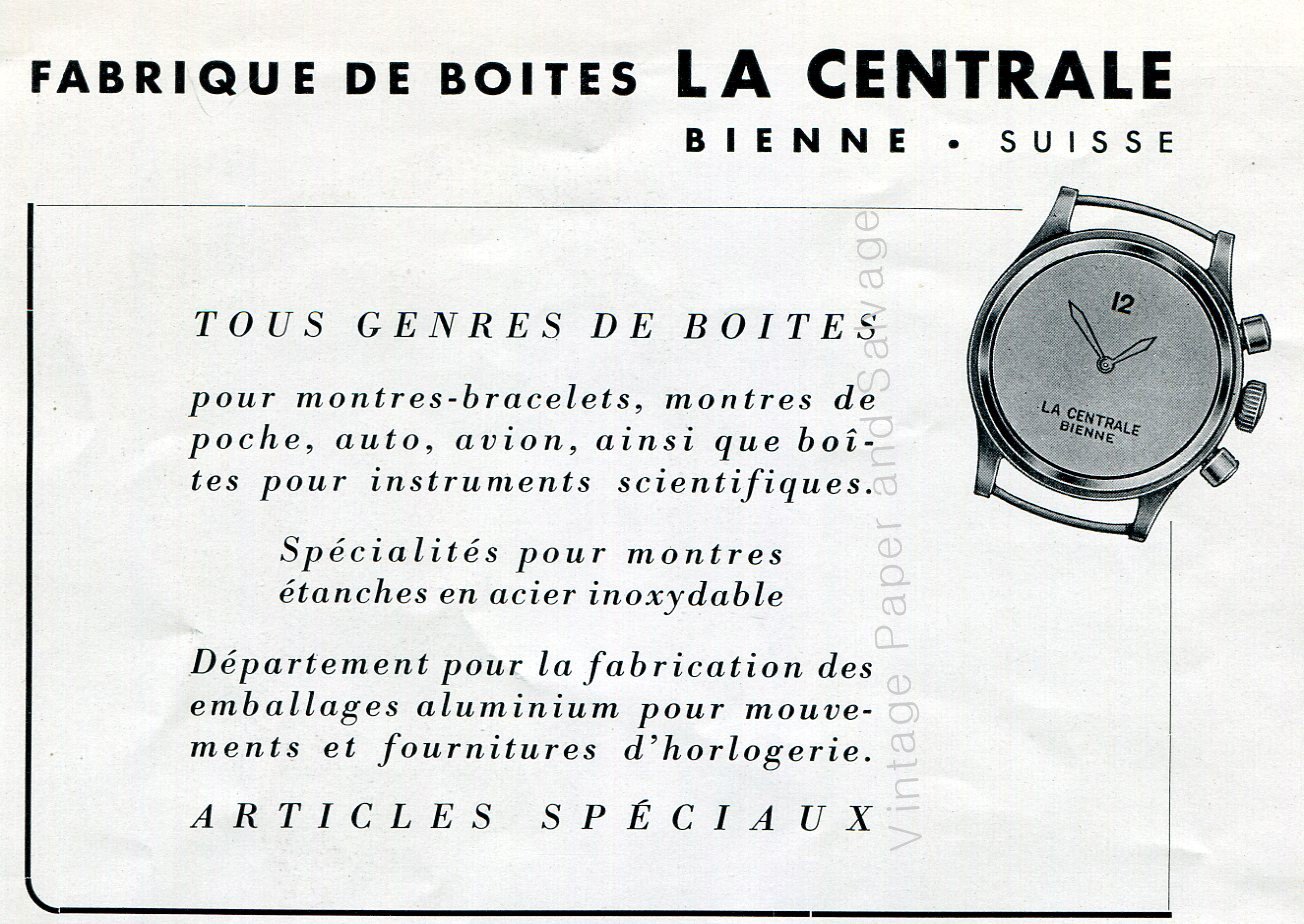 Vintage 1942 La Centrale Fabrique de Boites Switzerland Swiss Advert Publicite Suisse Horlogerie