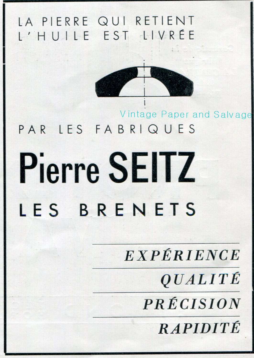 Vintage 1942 Pierre Seitz Les Brenets CH Switzerland Swiss Advert Publicite Suisse Horlogerie
