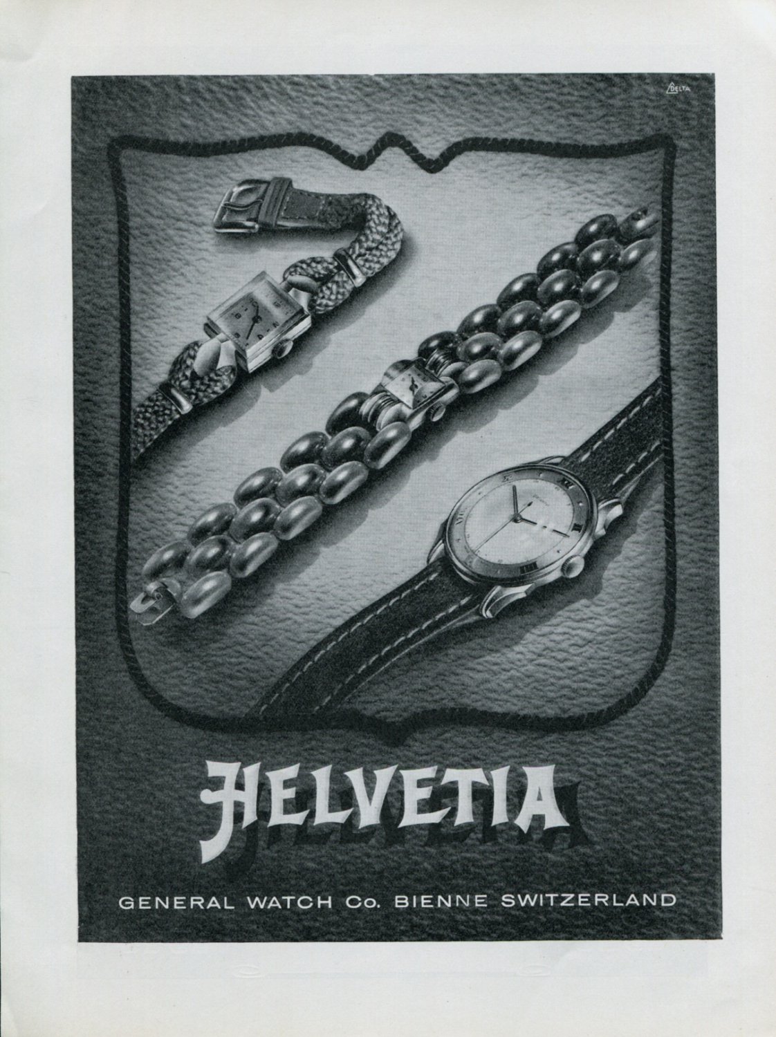 Vintage 1948 Helvetia General Watch Company Switzerland Swiss Advert Publicite Suisse