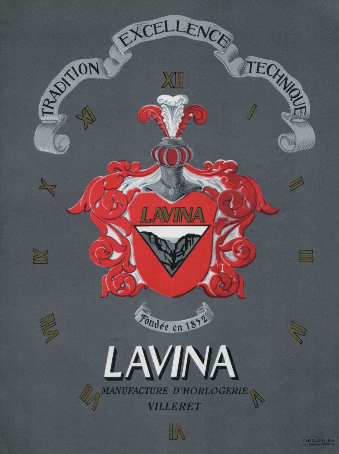 Vintage 1948 Lavina Watch Company Villeret Switzerland Swiss Advert Publicite Suisse