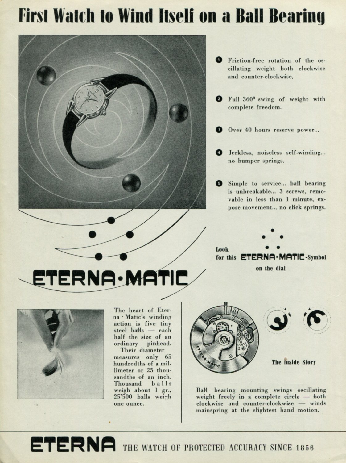 1949 Eterna Watch Company Switzerland Vintage 1949 Swiss Ad Advert Suisse Suiza