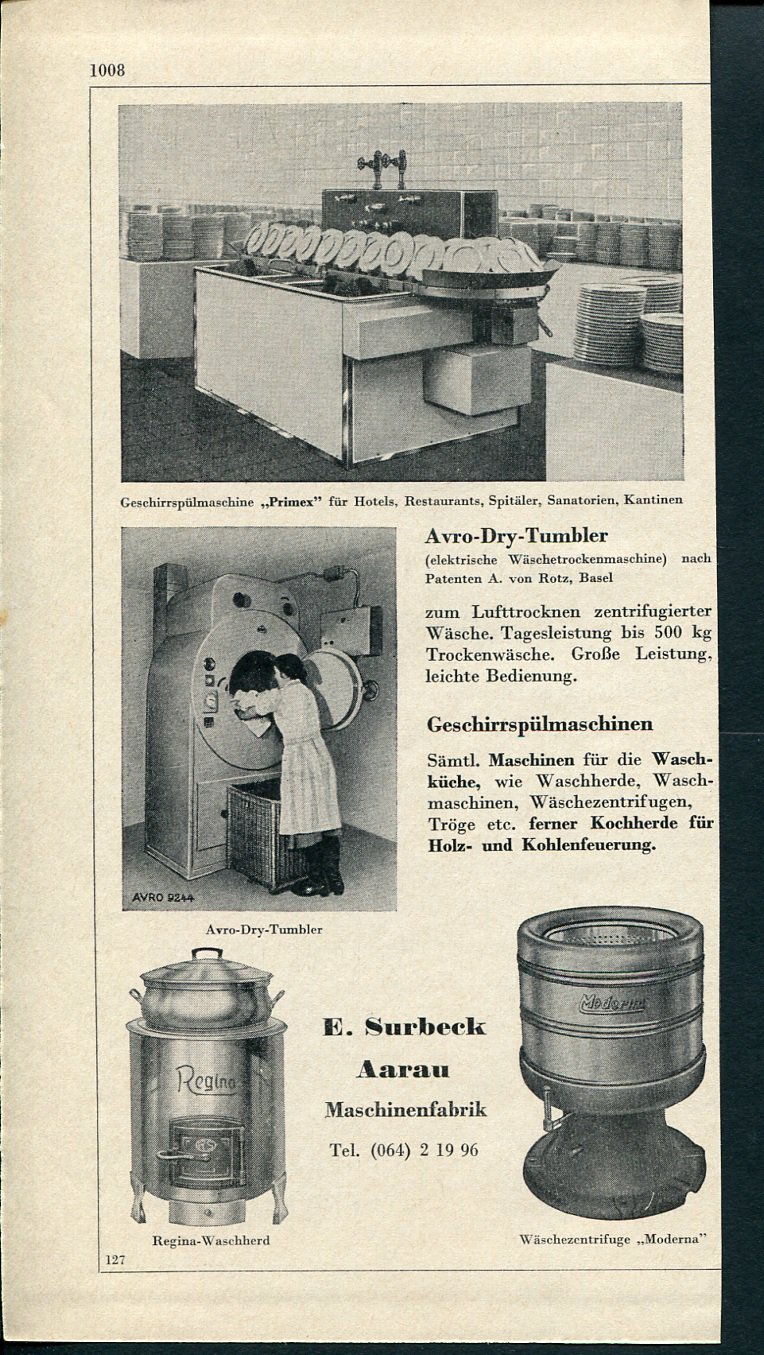1947 E Surbeck Aarau Maschinenfabrik Swiss Print Ad Suisse Publicite Schweiz Switzerland