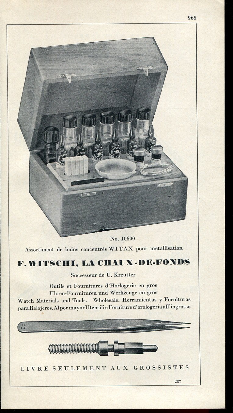 Vintage 1947 F Witschi Switzerland Swiss Print Ad Suisse Publicite Schweiz Horlogerie Horology