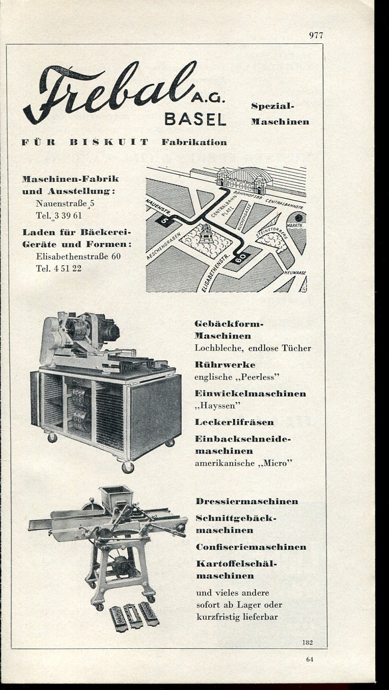 Vintage 1947 Frebal AG Basel Swiss Print Ad Suisse Publicite Schweiz Switzerland Suiza CH 1940s