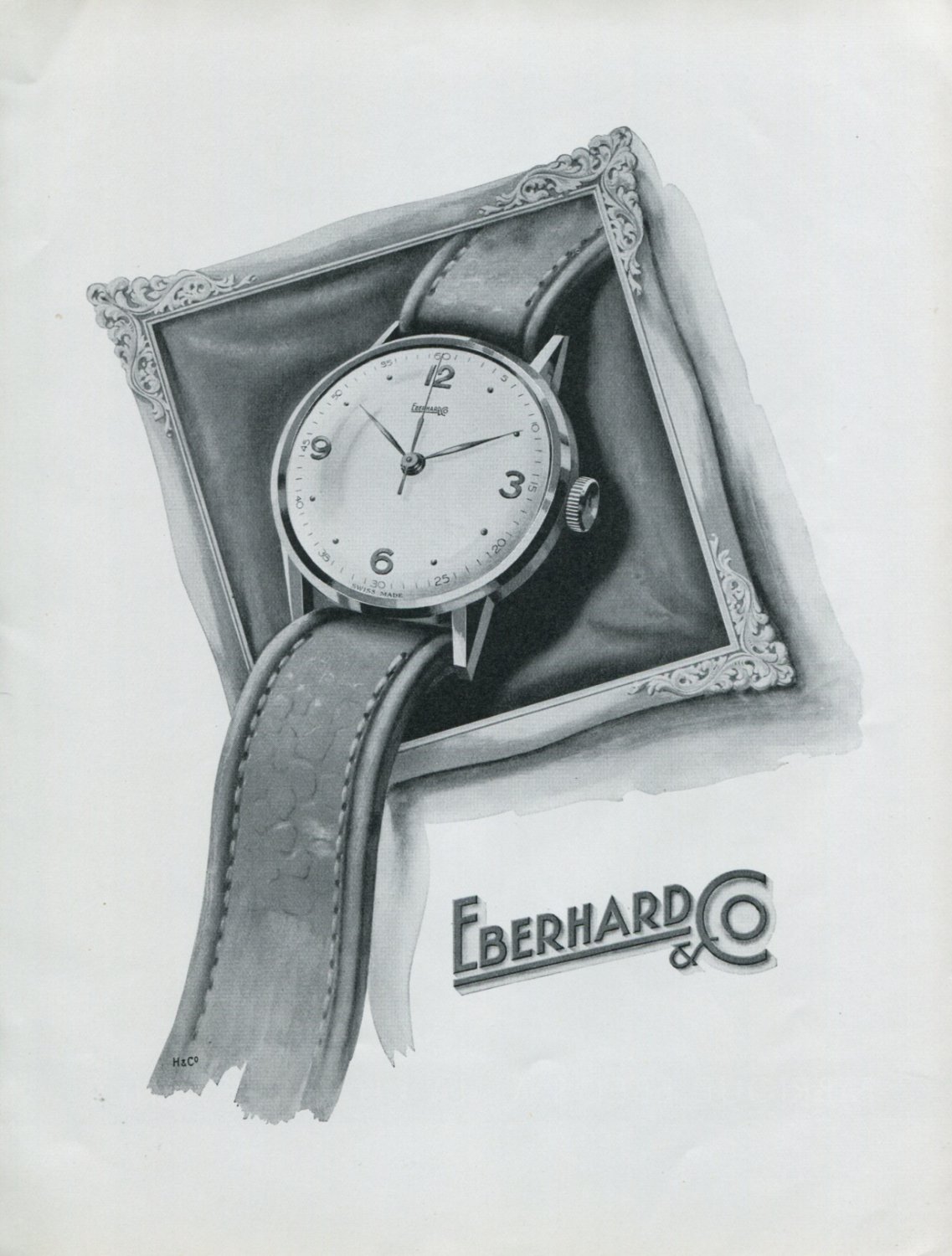 Vintage 1948 Eberhard & Co Watch Co Switzerland Swiss Advert Publicite Suisse Montres CH