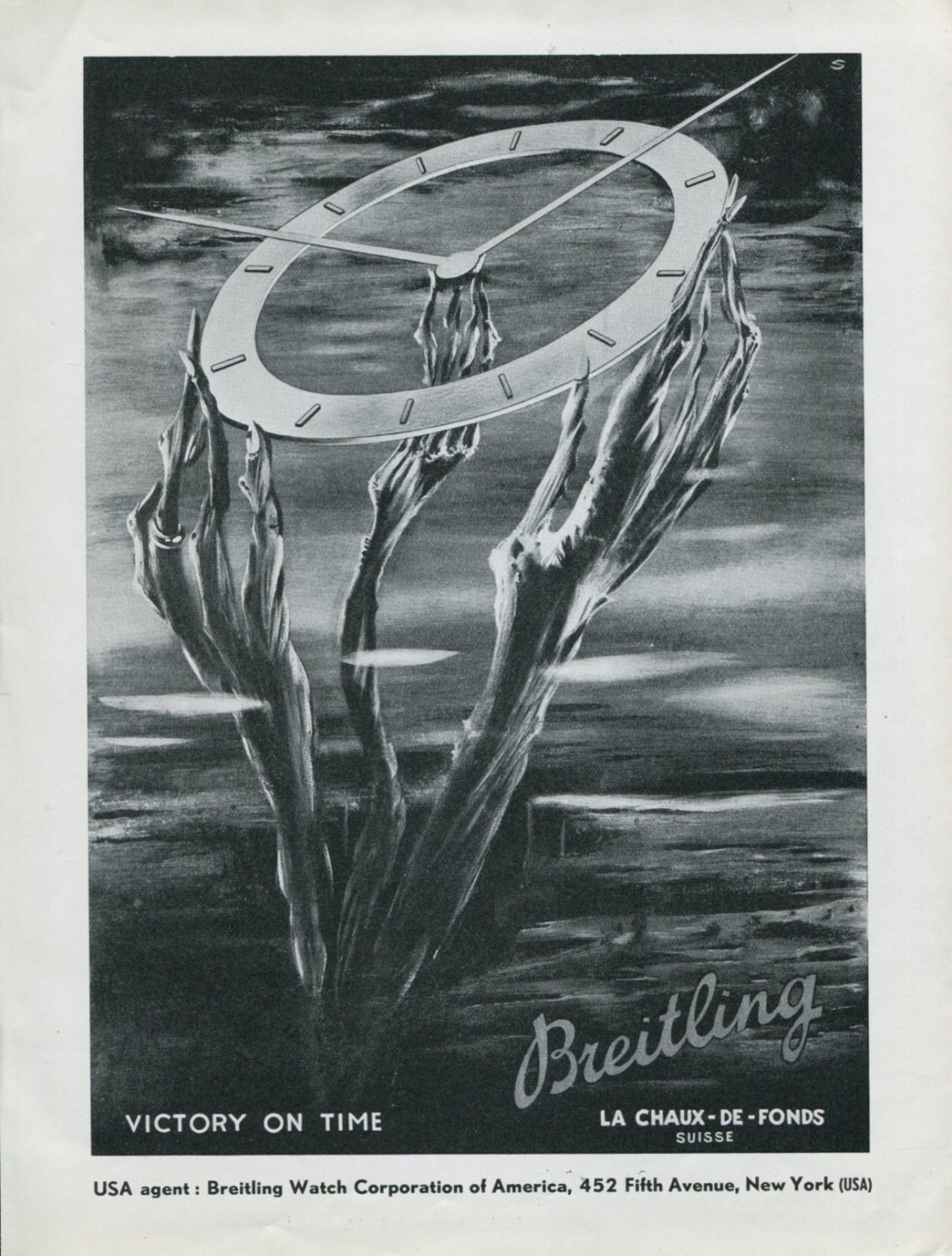 Vintage 1948 Breitling Victory on Time Swiss Advert Publicite Suisse Montres Breitling CH
